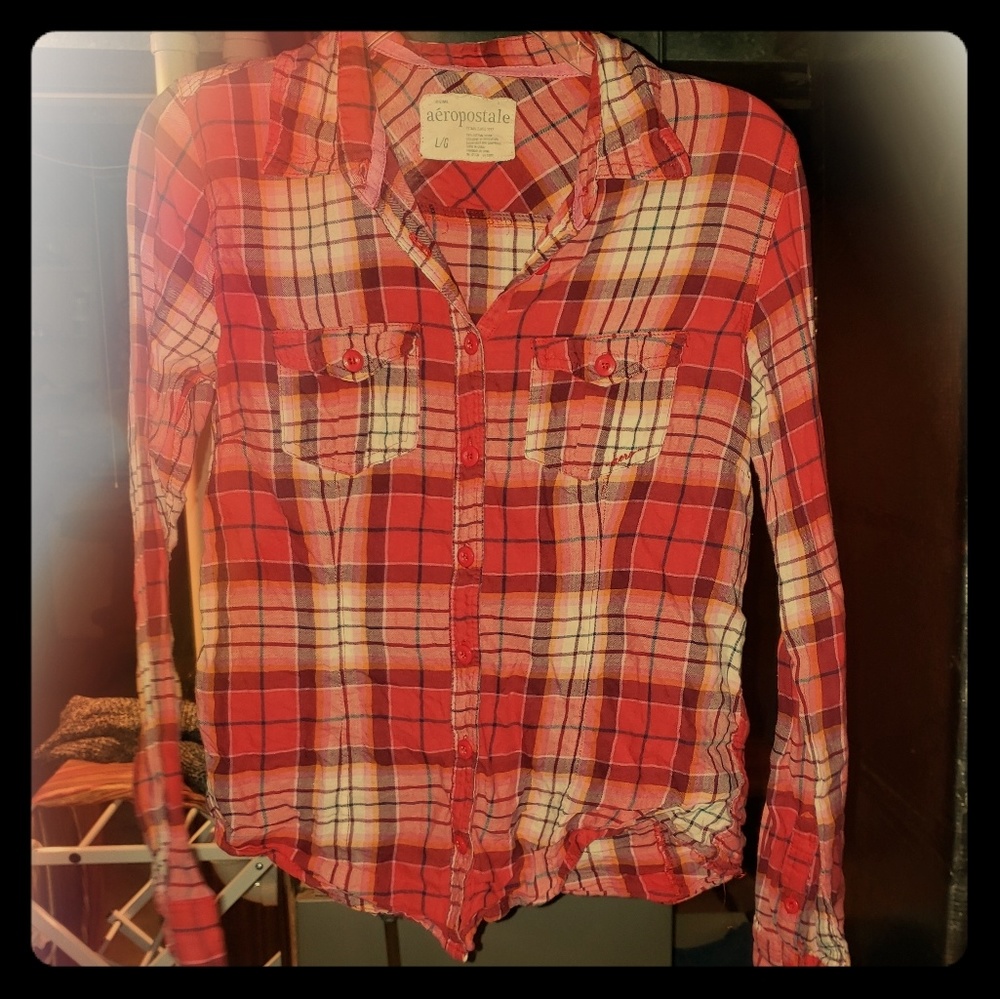 Large size aeropostle pinkish red flannel